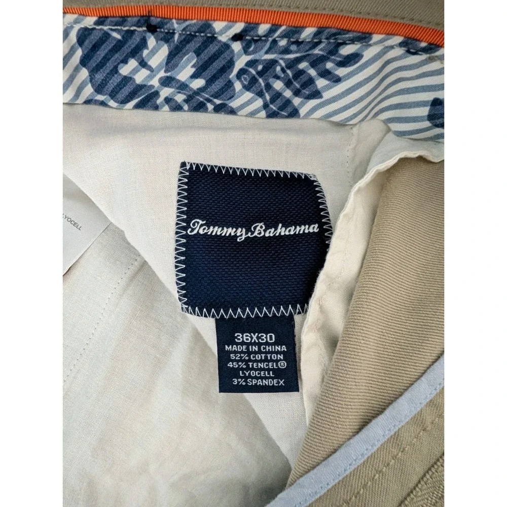 Tommy Bahama Boracay Flat Front Chino Pants Mens 36x30 Beige Stretch